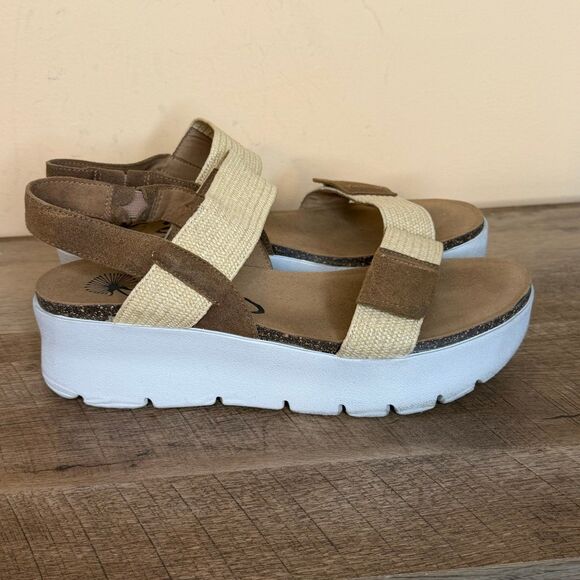 Size 10 OTBT nova platform sandals tan brown shoes - Picture 1 of 8